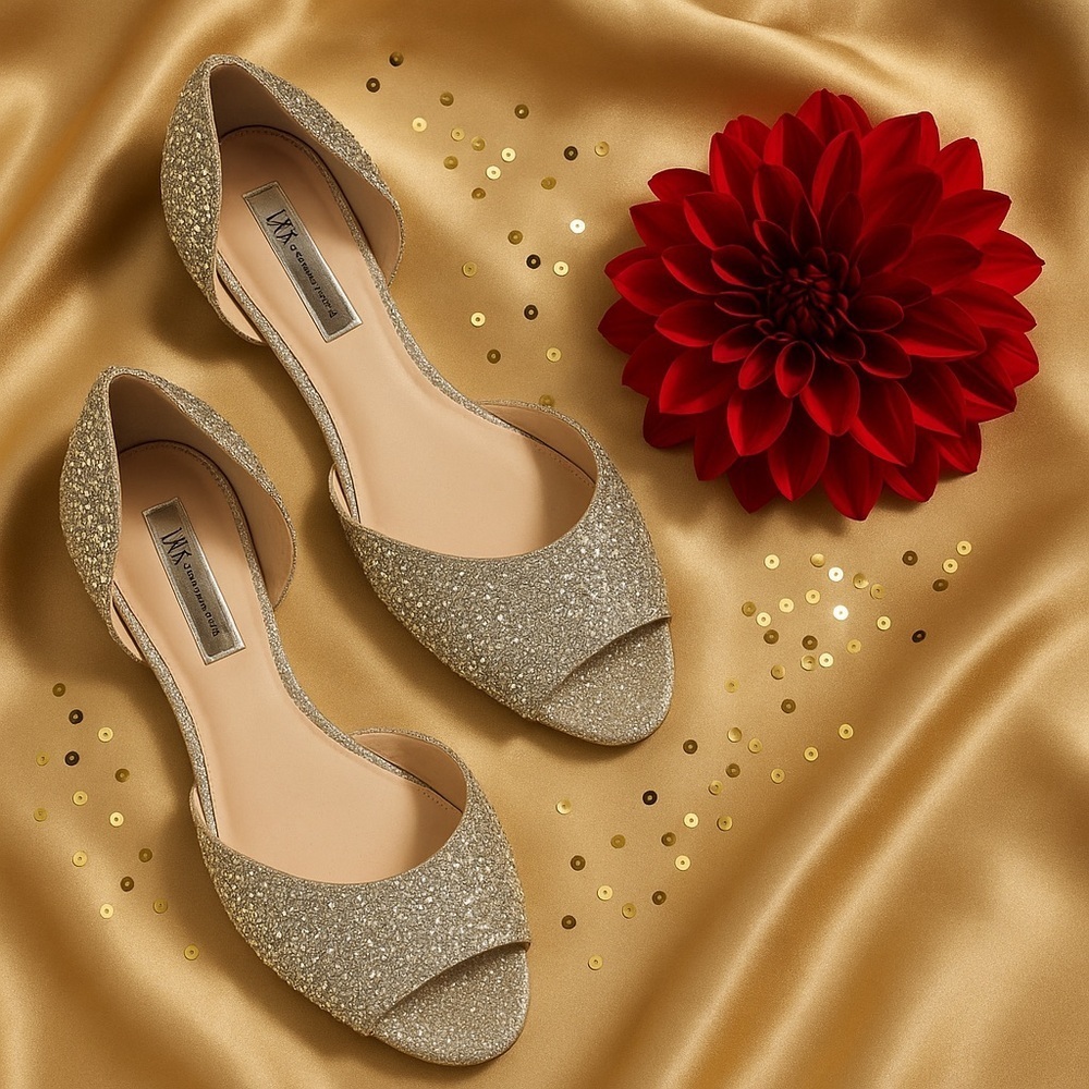 ✨ INC International Concepts Silver Rhinestone D’Orsay Flats – Size 7.5M